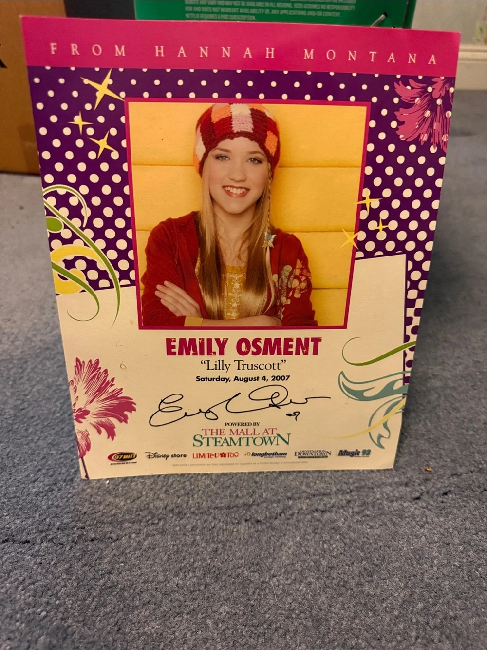 Emily Osment Signed Promotional Poster - Red, Yellow, Purple